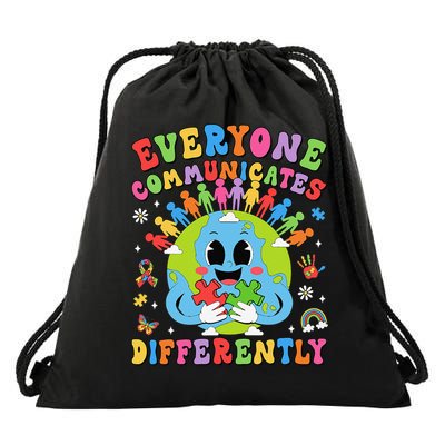 Everyone Communicates Differently Autism Speech Therapist Drawstring Bag