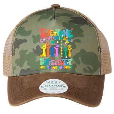 Everyone Communicates Differently Autism Legacy Tie Dye Trucker Hat