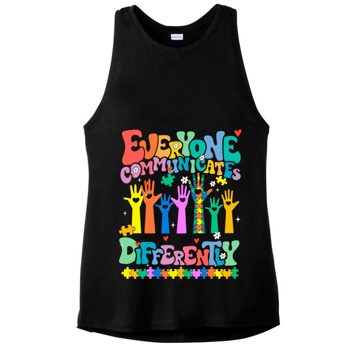 Everyone Communicates Differently Autism Ladies PosiCharge Tri-Blend Wicking Tank