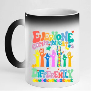 Everyone Communicates Differently Autism 11oz Black Color Changing Mug