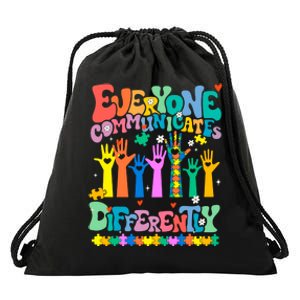 Everyone Communicates Differently Autism Drawstring Bag