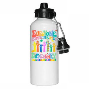 Everyone Communicates Differently Autism Aluminum Water Bottle