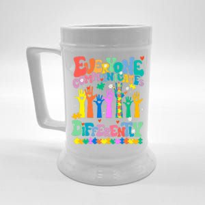 Everyone Communicates Differently Autism Beer Stein