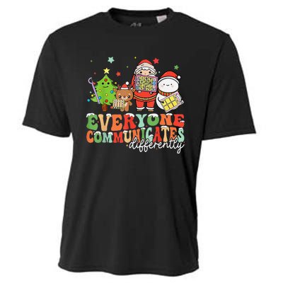 Everyone Communicates Differently Christmas Slp Therapy Cooling Performance Crew T-Shirt