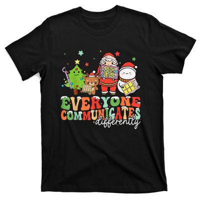 Everyone Communicates Differently Christmas Slp Therapy T-Shirt