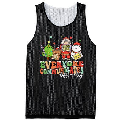 Everyone Communicates Differently Christmas Slp Therapy Mesh Reversible Basketball Jersey Tank