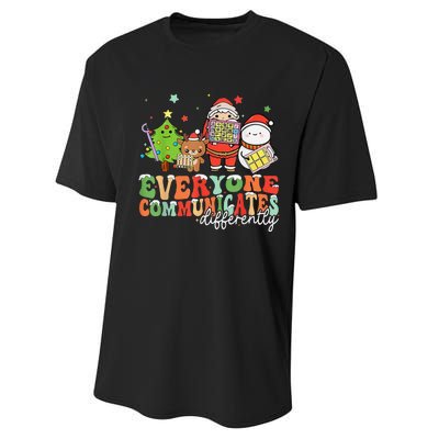 Everyone Communicates Differently Christmas Slp Therapy Performance Sprint T-Shirt