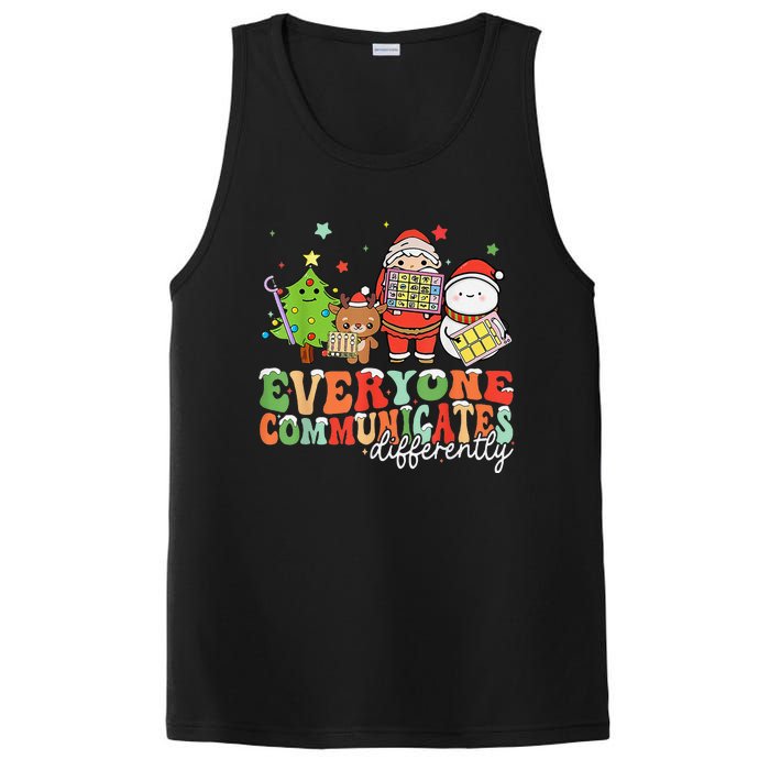 Everyone Communicates Differently Christmas Slp Therapy PosiCharge Competitor Tank