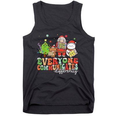 Everyone Communicates Differently Christmas Slp Therapy Tank Top