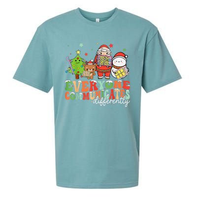 Everyone Communicates Differently Christmas Slp Therapy Sueded Cloud Jersey T-Shirt