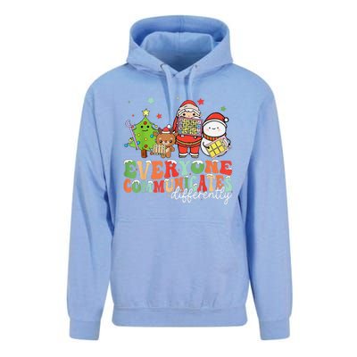 Everyone Communicates Differently Christmas Slp Therapy Unisex Surf Hoodie