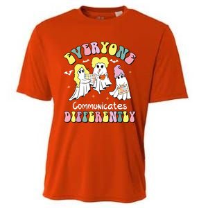 Everyone Communicates Differently Halloween Autism Teacher Cooling Performance Crew T-Shirt