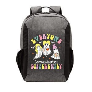 Everyone Communicates Differently Halloween Autism Teacher Vector Backpack