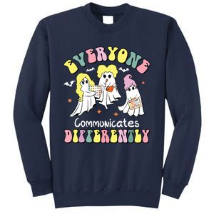 Everyone Communicates Differently Halloween Autism Teacher Sweatshirt