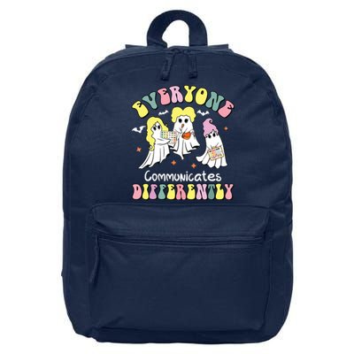 Everyone Communicates Differently Halloween Autism Teacher 16 in Basic Backpack