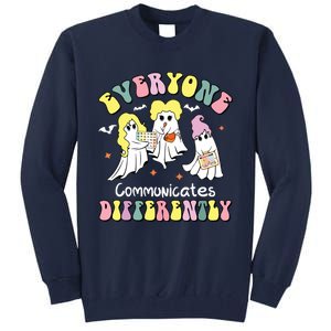 Everyone Communicates Differently Halloween Autism Teacher Tall Sweatshirt