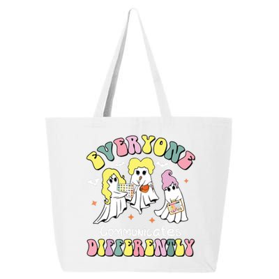 Everyone Communicates Differently Halloween Autism Teacher 25L Jumbo Tote