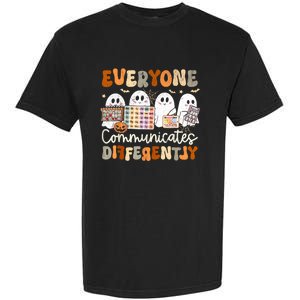 Everyone Communicates Differently Halloween Slp Sped Teacher Garment-Dyed Heavyweight T-Shirt