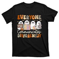 Everyone Communicates Differently Halloween Slp Sped Teacher T-Shirt