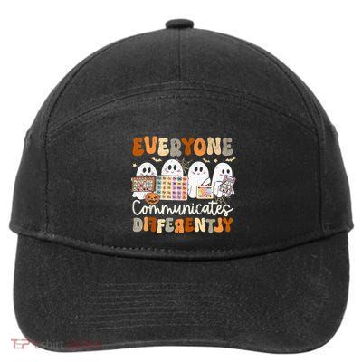 Everyone Communicates Differently Halloween Slp Sped Teacher 7-Panel Snapback Hat