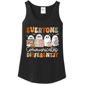 Everyone Communicates Differently Halloween Slp Sped Teacher Ladies Essential Tank