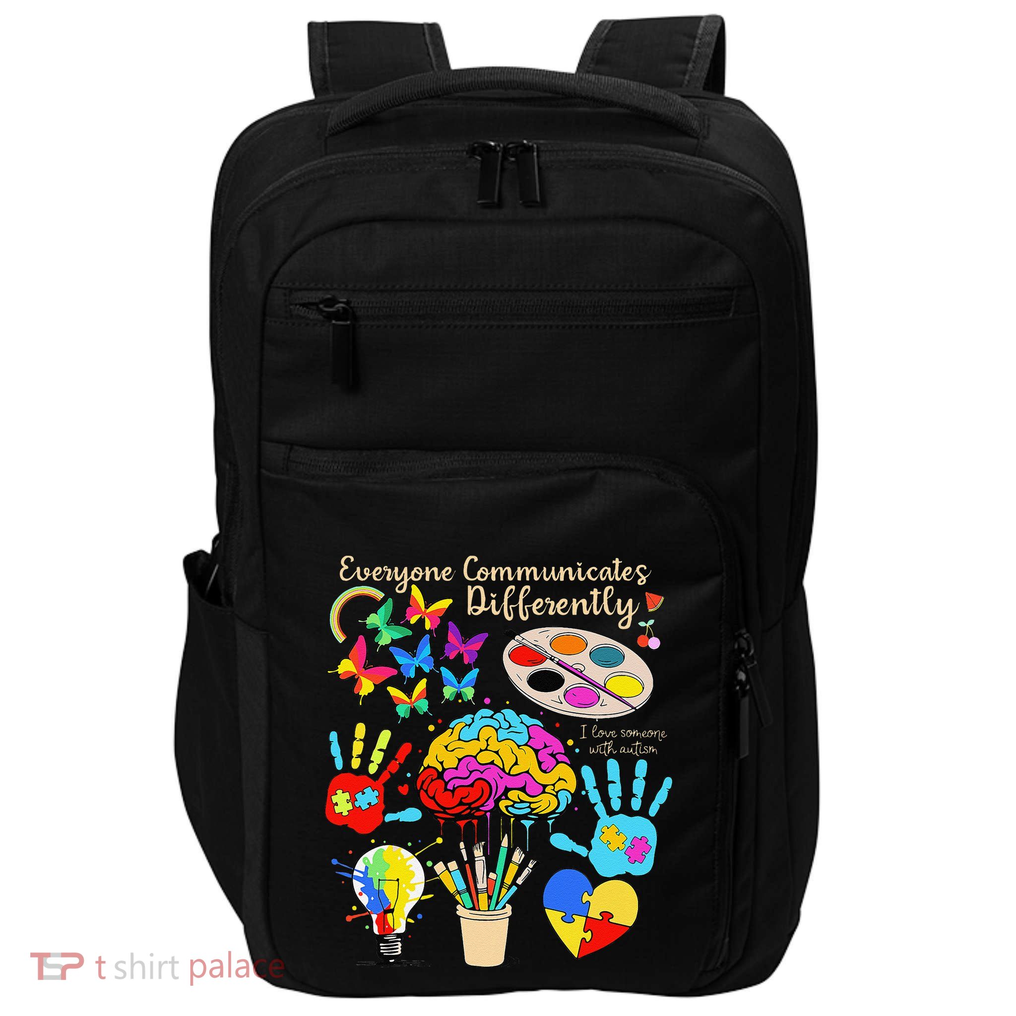 Everyone Communicates Differently Sped Autism Awareness Impact Tech Backpack