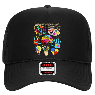 Everyone Communicates Differently Sped Autism Awareness Trucker Hat