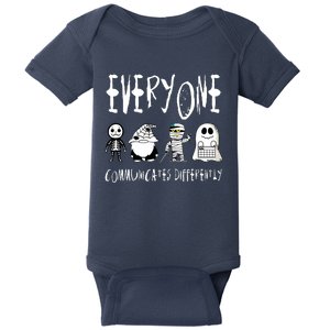 Everyone Communicates Differently Sped Teacher Halloween Baby Bodysuit