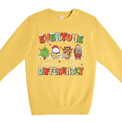 Everyone Communicates Differently Christmas Slp Sped Teacher Premium Crewneck Sweatshirt