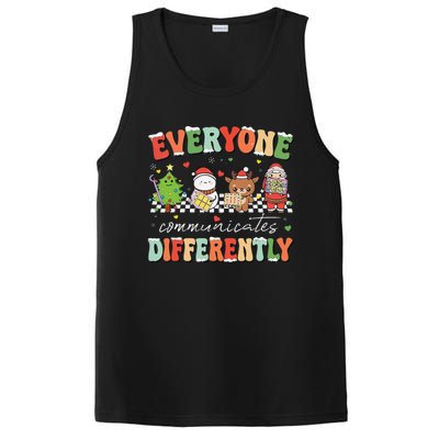 Everyone Communicates Differently Christmas Slp Sped Teacher PosiCharge Competitor Tank