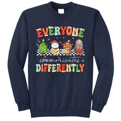 Everyone Communicates Differently Christmas Slp Sped Teacher Sweatshirt