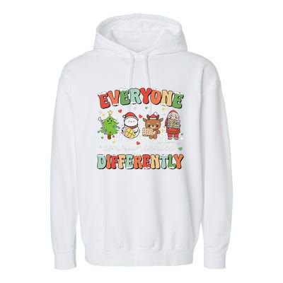 Everyone Communicates Differently Christmas Slp Sped Teacher Garment-Dyed Fleece Hoodie