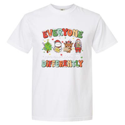 Everyone Communicates Differently Christmas Slp Sped Teacher Garment-Dyed Heavyweight T-Shirt