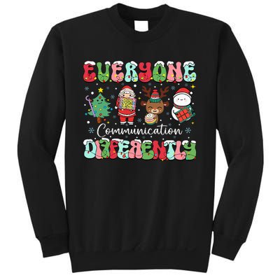 Everyone Communicates Differently Speech Therapy Christmas Sweatshirt