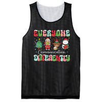 Everyone Communicates Differently Speech Therapy Christmas Mesh Reversible Basketball Jersey Tank