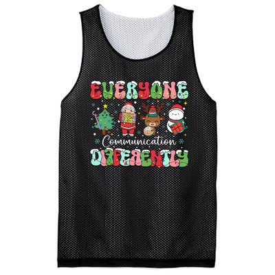 Everyone Communicates Differently Speech Therapy Christmas Mesh Reversible Basketball Jersey Tank