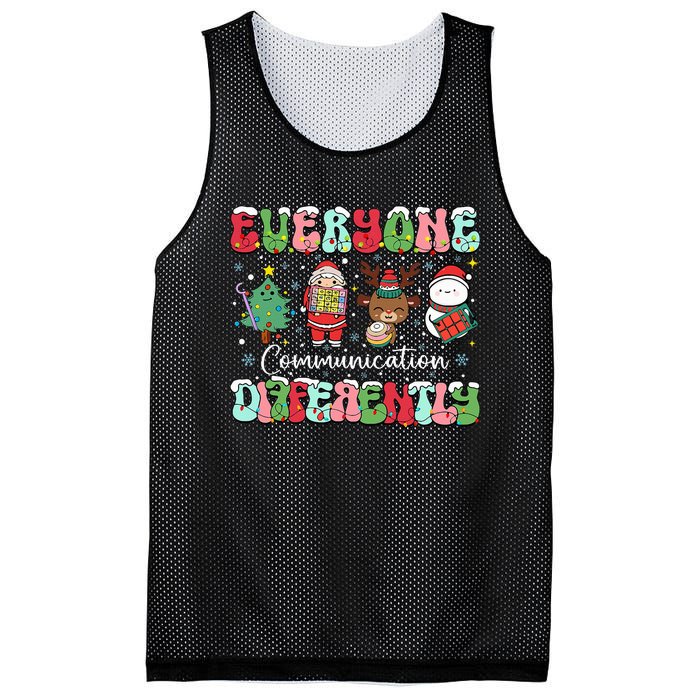 Everyone Communicates Differently Speech Therapy Christmas Mesh Reversible Basketball Jersey Tank