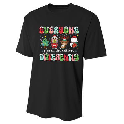 Everyone Communicates Differently Speech Therapy Christmas Performance Sprint T-Shirt