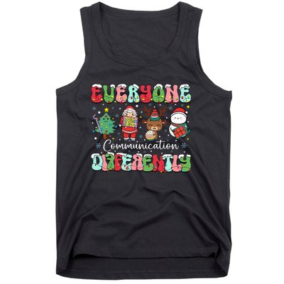 Everyone Communicates Differently Speech Therapy Christmas Tank Top