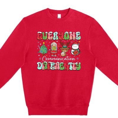 Everyone Communicates Differently Speech Therapy Christmas Premium Crewneck Sweatshirt