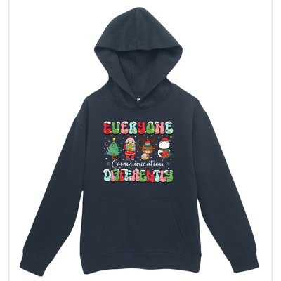 Everyone Communicates Differently Speech Therapy Christmas Urban Pullover Hoodie