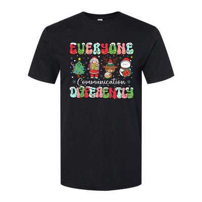 Everyone Communicates Differently Speech Therapy Christmas Softstyle CVC T-Shirt