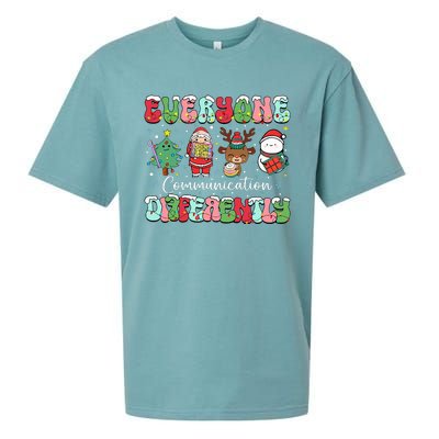 Everyone Communicates Differently Speech Therapy Christmas Sueded Cloud Jersey T-Shirt