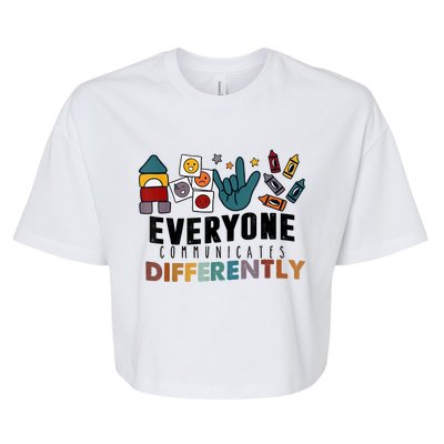 Everyone Communicate Differently Autism Awareness Month SPED Bella+Canvas Jersey Crop Tee