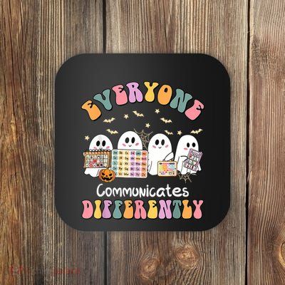 Everyone Communicates Differently Speech Therapy Halloween Coaster