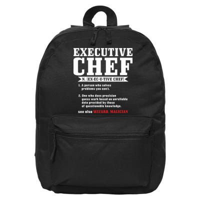 Executive Chef Definition Funny Chef Cook Cooking 16 in Basic Backpack