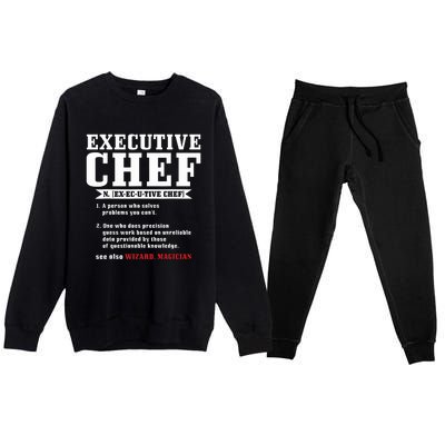 Executive Chef Definition Funny Chef Cook Cooking Premium Crewneck Sweatsuit Set