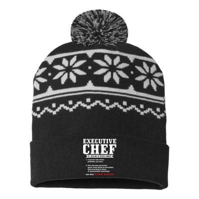 Executive Chef Definition Funny Chef Cook Cooking USA-Made Snowflake Beanie