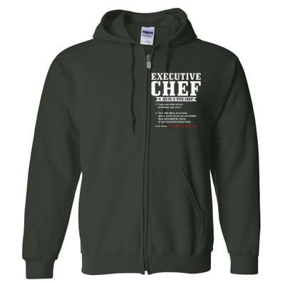 Executive Chef Definition Funny Chef Cook Cooking Full Zip Hoodie