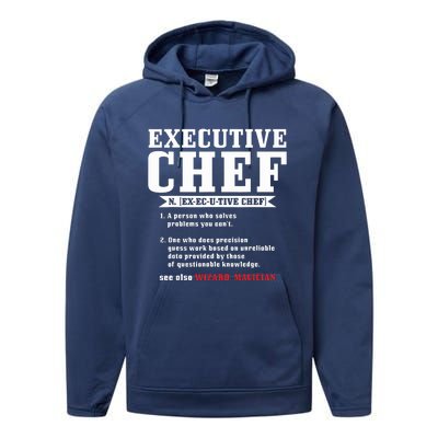 Executive Chef Definition Funny Chef Cook Cooking Performance Fleece Hoodie